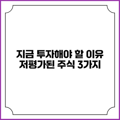 지금 투자해야 할 이유: 저평가된 주식 3가지