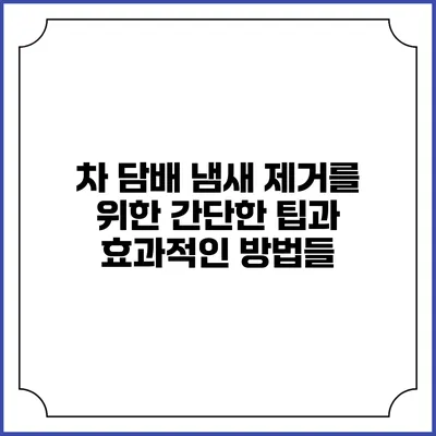 차 담배 냄새 제거를 위한 간단한 팁과 효과적인 방법들
