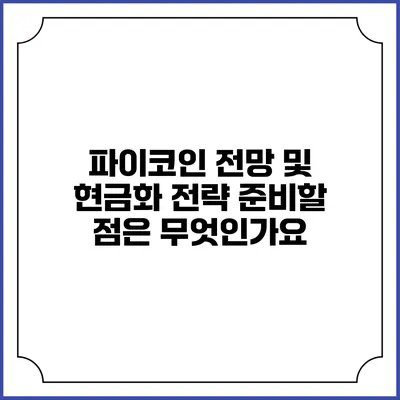 파이코인 전망 및 현금화 전략: 준비할 점은 무엇인가요?