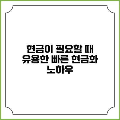 현금이 필요할 때 유용한 빠른 현금화 노하우