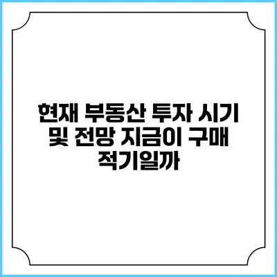 현재 부동산 투자 시기 및 전망: 지금이 구매 적기일까?